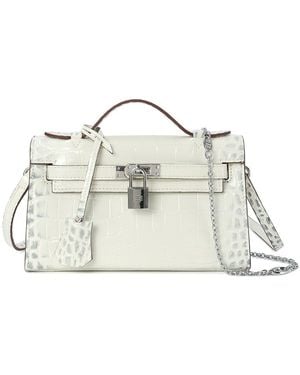 Tiffany & Fred Paris Croco-Embossed Top-Handle Crossbody - Natural