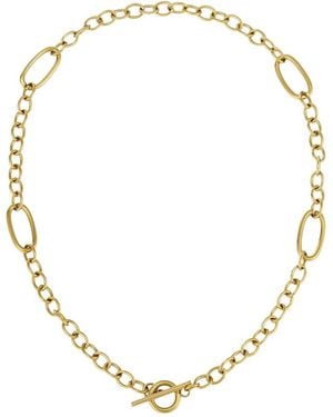 Adornia 18K Plated Stainless Steel Mixed Link Toggle Necklace - Metallic