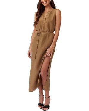 Bella Dahl Sleeveless Belted Linen-Blend Maxi Dress - Brown