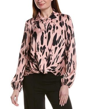Joseph Ribkoff Cuff-Sleeves Printed Blouse - Pink