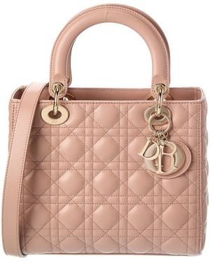 Dior Lady Medium Leather Tote - Pink