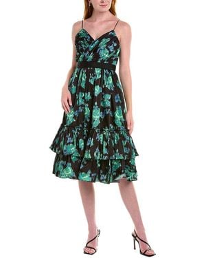 Zac Posen Tiered Ikat-print Midi Dress - Green