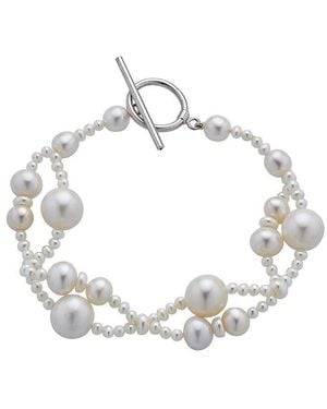 Belpearl 3-10Mm Pearl Double Row Toggle Bracelet - Metallic