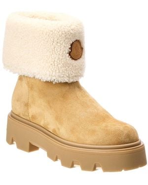 Moncler Aurea Mid Suede & Shearling Boot - Natural