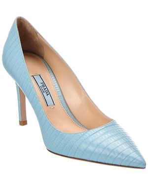 Prada Textured 85 Leather Pump - Blue