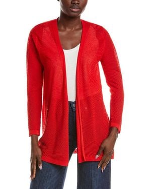 Anne Klein Semi Sheer Texture Stitch Cardigan - Red