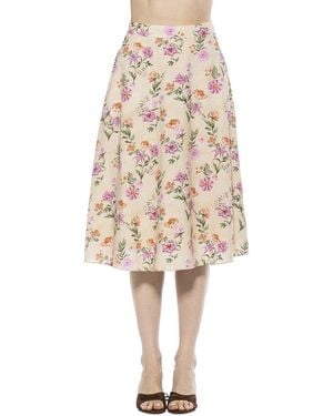 Alexia Admor Mabel Flared Linen-Blend Skirt - Natural