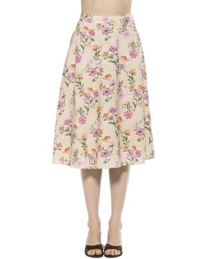 Alexia Admor Mabel Flared Linen-Blend Skirt - Natural