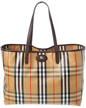 Burberry Highlands Medium Coated Canvas Tote - Brown