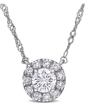 Lab Grown Diamonds 14K 0.36 Ct. Tw. Lab Grown Diamond Halo Necklace - White