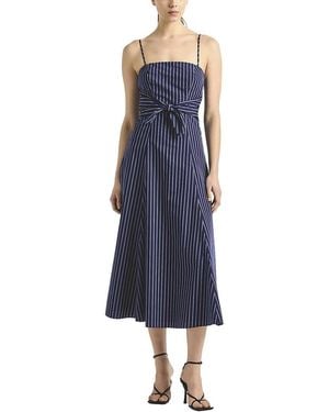 10 Crosby Derek Lam Zandra Striped Shirting Tie Front Dress - Blue