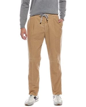 Brunello Cucinelli Pleated Leisure Fit Corduroy Pant - Natural