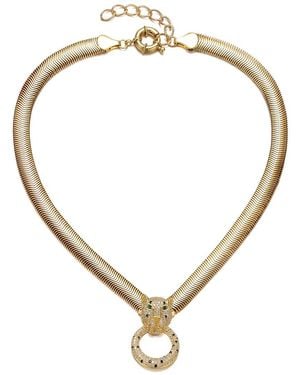 Rachel Glauber 14k Plated Cz Animal Necklace - Metallic