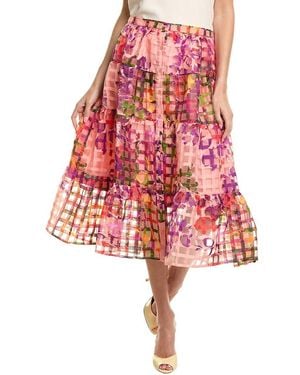 Nicole Miller Organza Check Skirt - Red