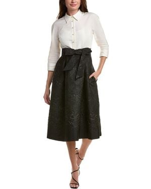 Teri Jon Elbow Sleeve Midi Dress - Black