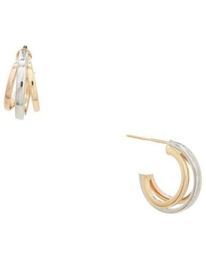 Italian Gold 14K Triple Hoop Earrings - Metallic