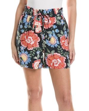 Ellen Tracy Drawstring Linen-Blend Short - Red