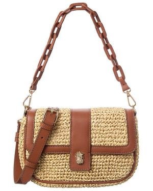 Tommy Bahama Double Strap Raffia Crossbody - Brown