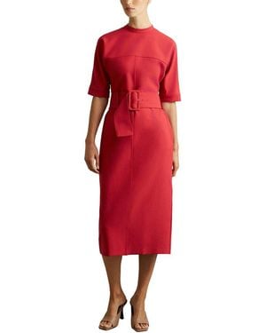 Reiss Naya Short Sleeve Tailor Dress - Red