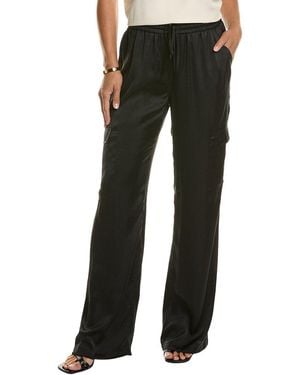 Tahari Relaxed Satin Cargo Pant - Black