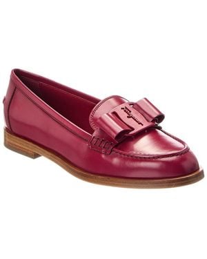 Ferragamo Vivaldo Leather Loafer - Red