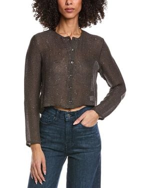 Leset Stella Crew Linen-Blend Cardigan - Gray