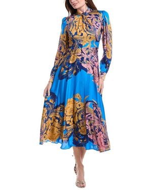 Tahari The Raquel Silk-Blend Dress - Blue