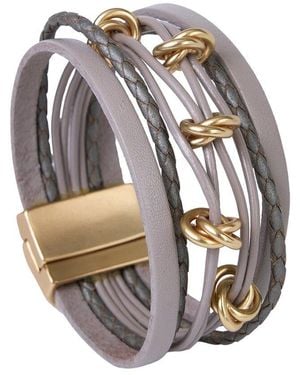 Saachi Knotted Charm Leather Bracelet - Gray