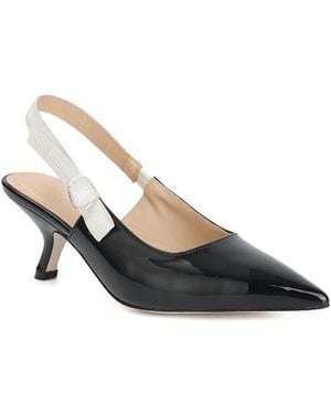 Tiffany & Fred Paris Patent Slingback Kitten Heel Pump - Black