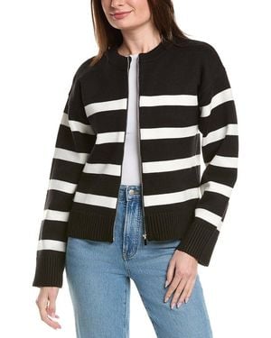 English Factory Zip-Up Striped Jumper - Black