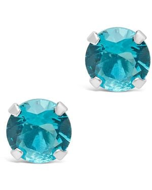 Sterling Forever Silver Cz Earrings - Blue