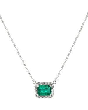 Diana M. Jewels Fine Jewelry 14k 1.14 Ct. Tw. Diamond & Emerald Pendant Necklace - Blue