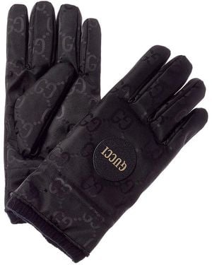 Gucci Off The Grid Cashmere-lined Leather-trim Ski Gloves - Blue