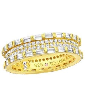 Suzy Levian CZ Jewelry Suzy Levian Cz Baguette Framed Eternity Ring - Yellow