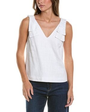 Cece Bow Strap Linen-Blend Tank - White