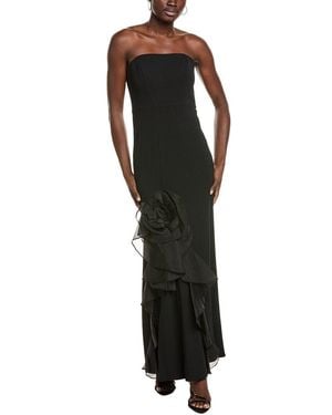 Aidan Mattox Cascading Rose Column Gown - Black