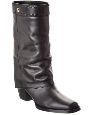 Fendi Ff Leather Boot - Black