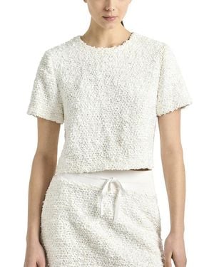 10 Crosby Derek Lam Syrena Paillette Boucle Cropped Boxy Tee - White