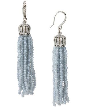 Saachi Crown Tassel Drop Earrings - Blue