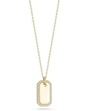 Chloe and Madison 14K Over Cz Tag Necklace - Metallic