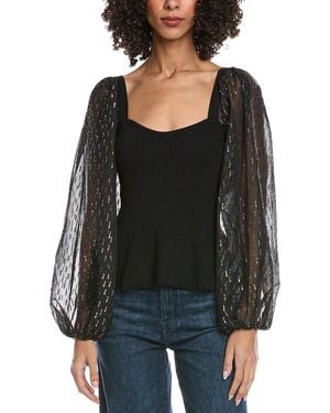 Fate Contrast Sheer Top - Black