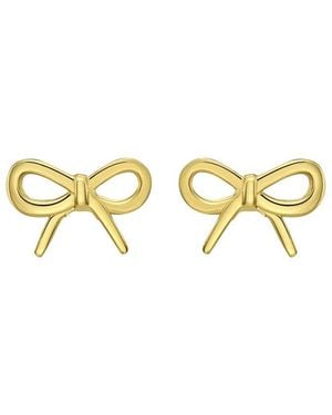 Italian Gold 14K Mini Bow Earrings - Metallic
