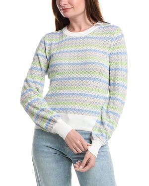 Isla Alaina Pointelle Stripe Top - Blue