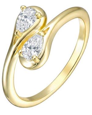 Rachel Glauber 14K Plated Cz Bypass Ring - Metallic