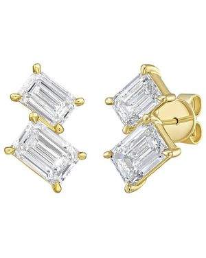 Diana M. Jewels 14K 7.00 Ct. Tw. Lab-Grown Diamond Two-Stone Earrings - Metallic