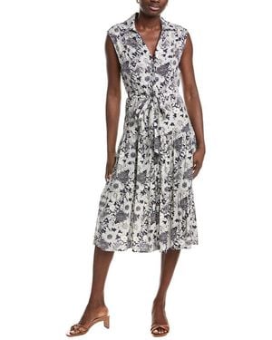 Ellen Tracy Cap Sleeve Challis Dress - Blue