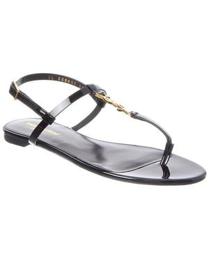Saint Laurent Cassandra Leather Sandal - Metallic