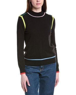 Tahari Jersey Tipping Pullover - Black
