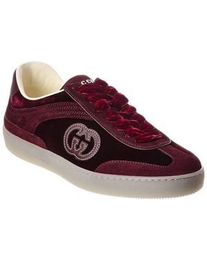 Gucci G75 Velvet & Suede Trainer - Red