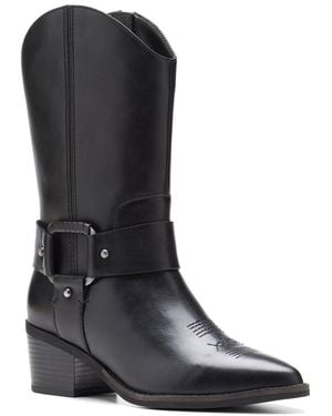 Clarks Morzine Rise Leather Cowboy Boot - Black